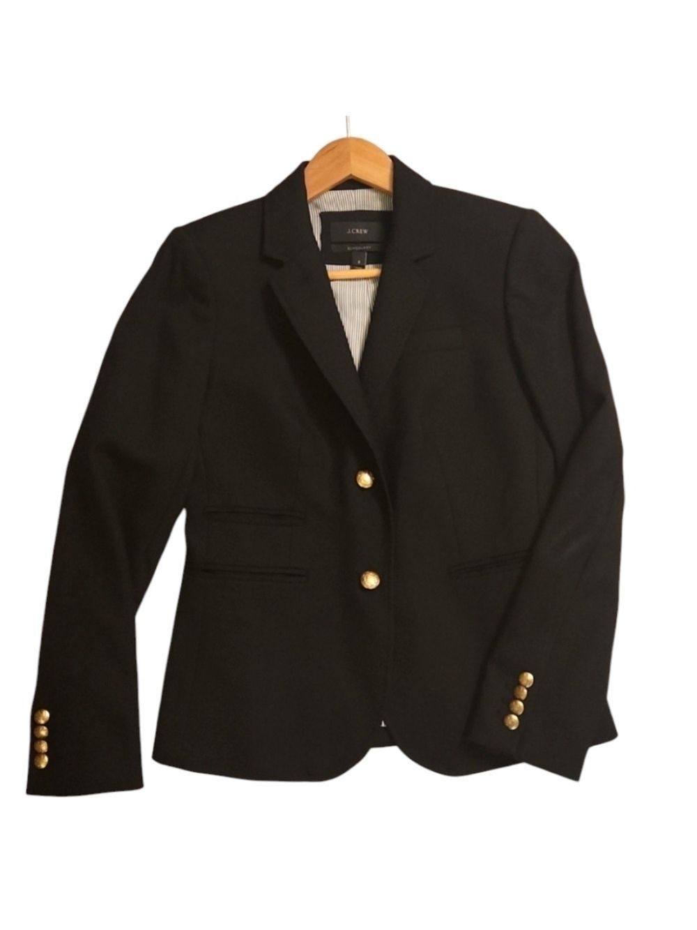 J. CREW classic Schoolboy Blazer Wool blend Sz: 2 black Style#05157 Academia - Picture 2 of 12